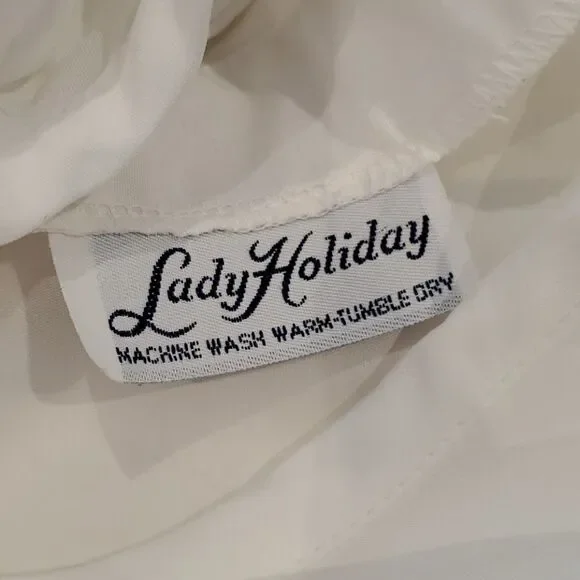 Vintage White Embellished Front Blouse L - Picture 6 of 7